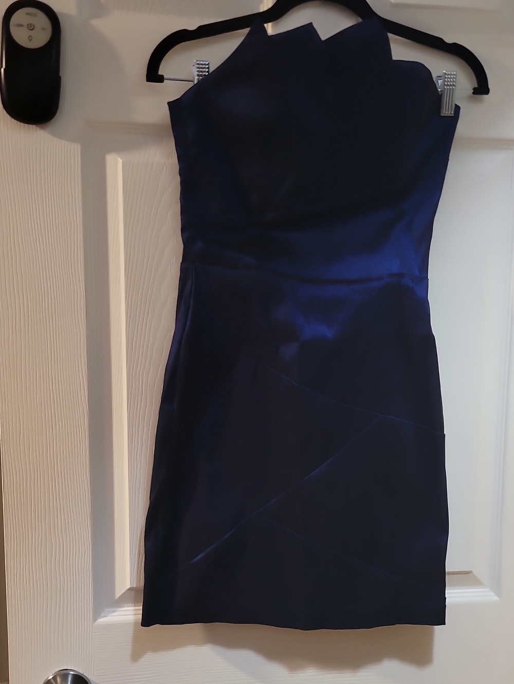 Twenty One-Shoulder Satin Dress in Deep Navy